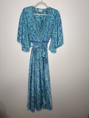 Baizaar Silk Wrap Paisley Floral Printed Dress